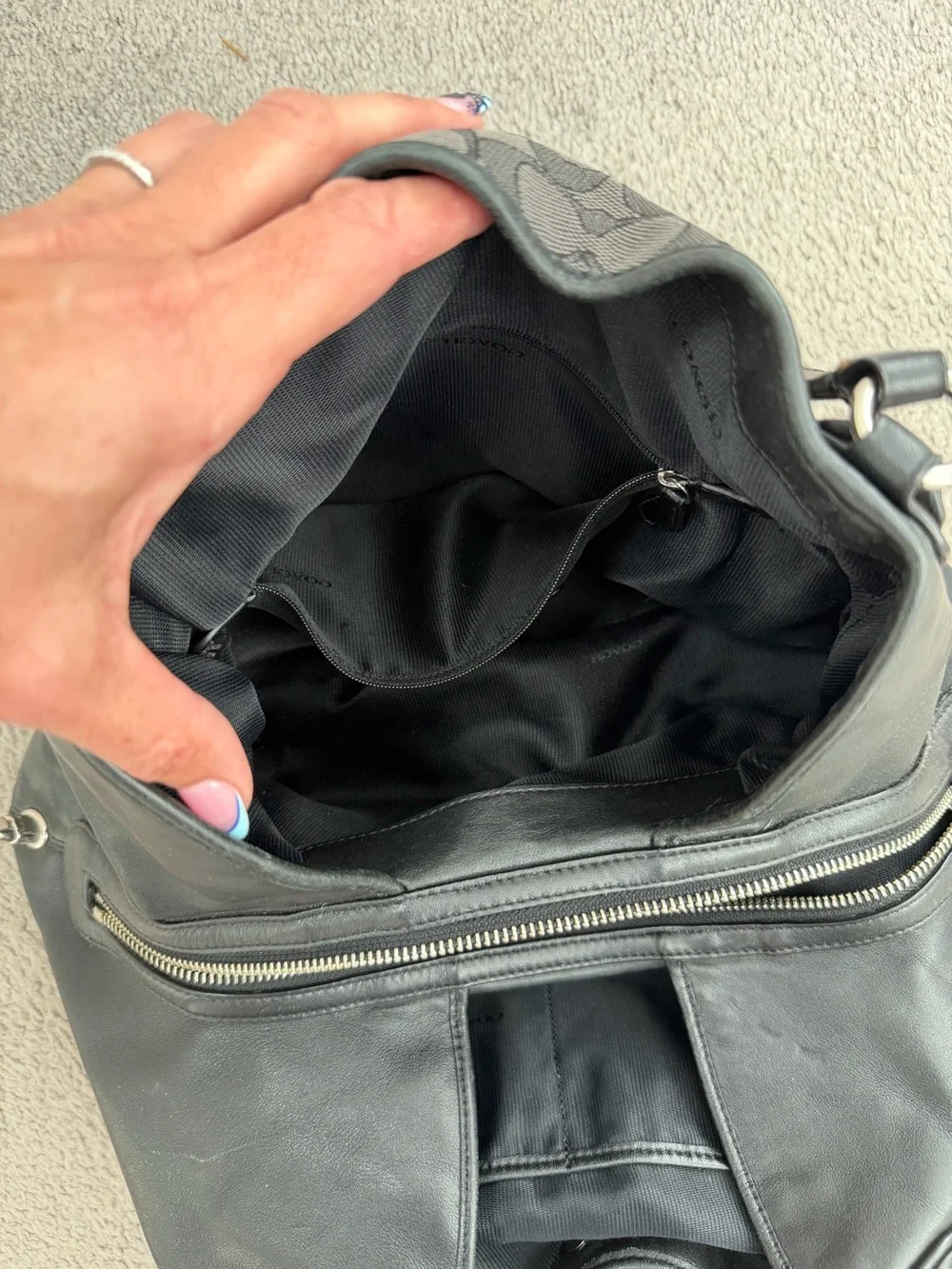 Coach Signature Canvas Shoulder Bag in Black and Gray